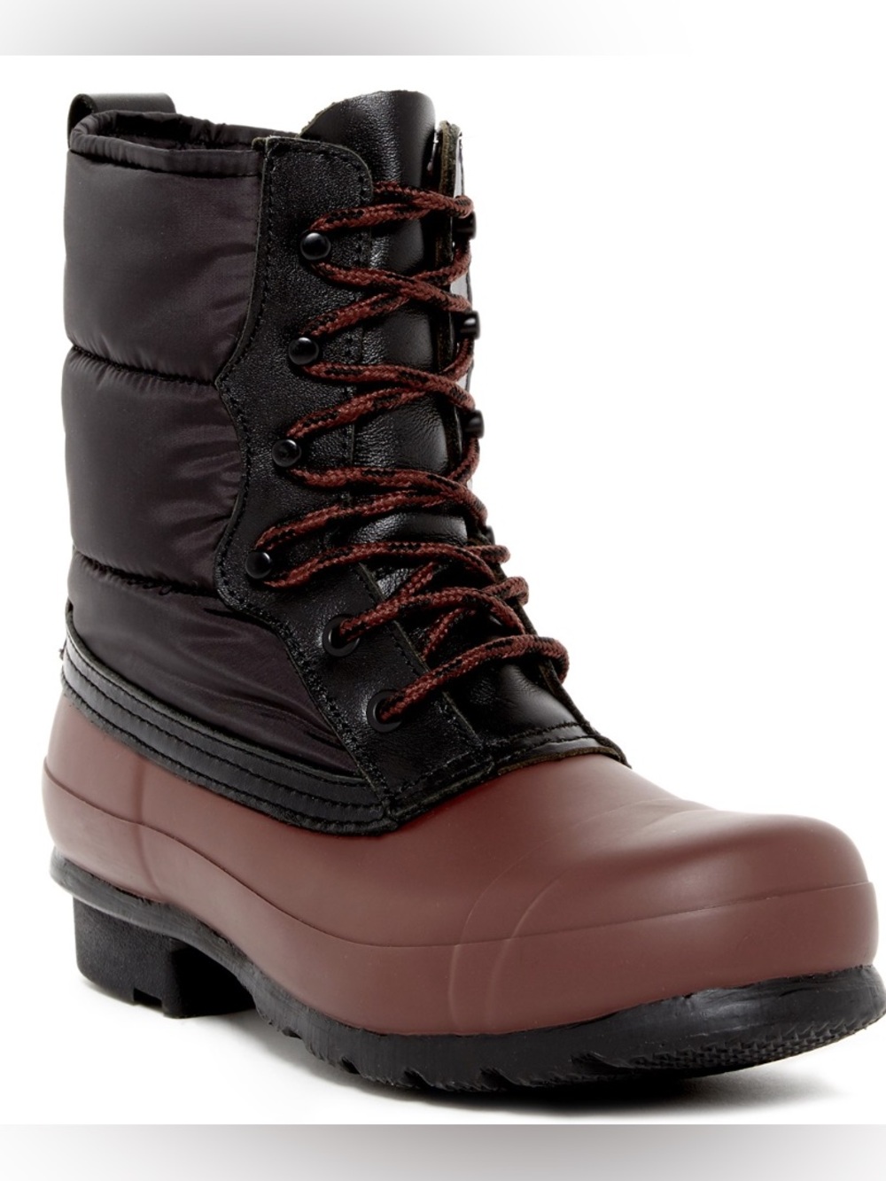 Hunter Boots Womens Size 7 Original Quilted Lace Up Short Rain Black Brown